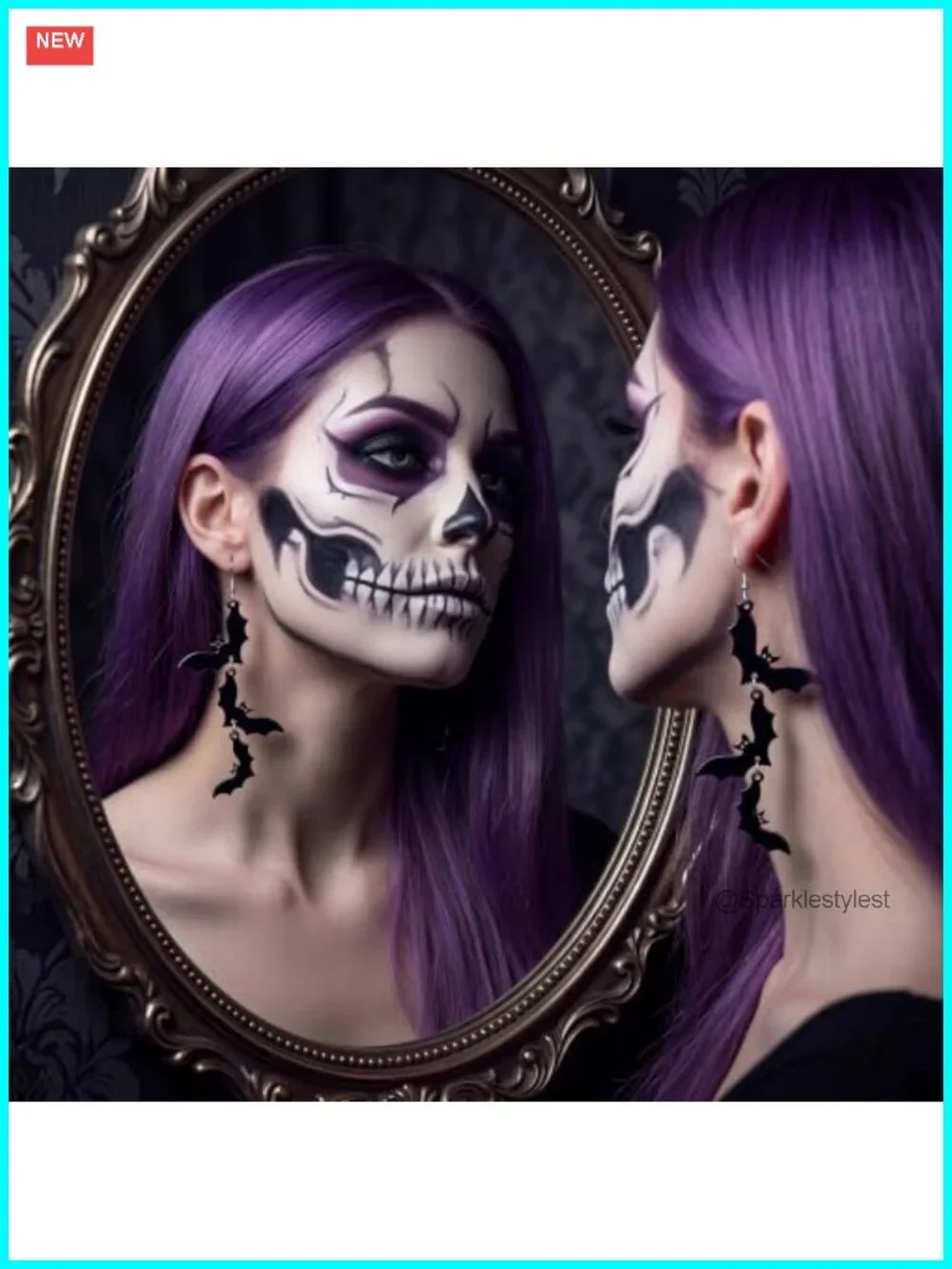 Dangle Triple Bat Acrylic Earrings Witch Halloween Costume Accessories